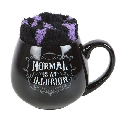 Normal is an Illusion Gothic Mug and Socks Set | Calming Colour