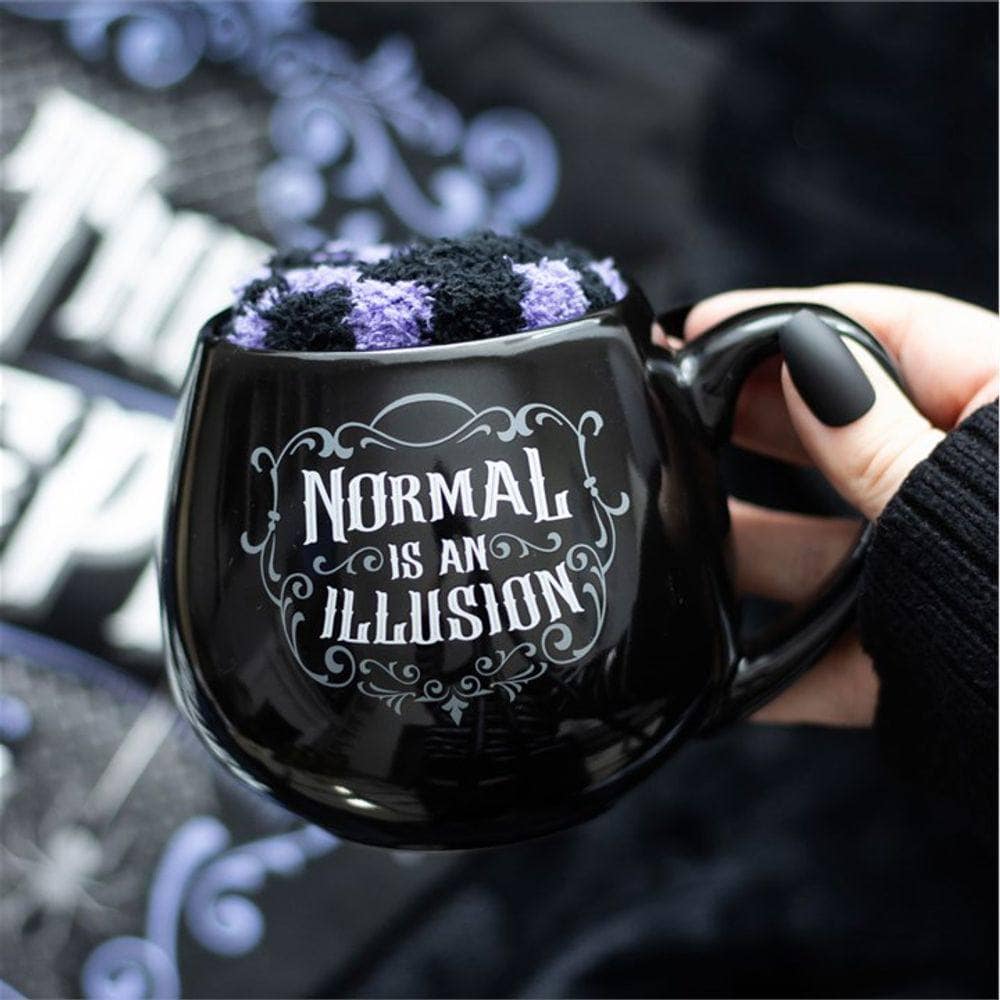 Normal is an Illusion Gothic Mug and Socks Set | Calming Colour