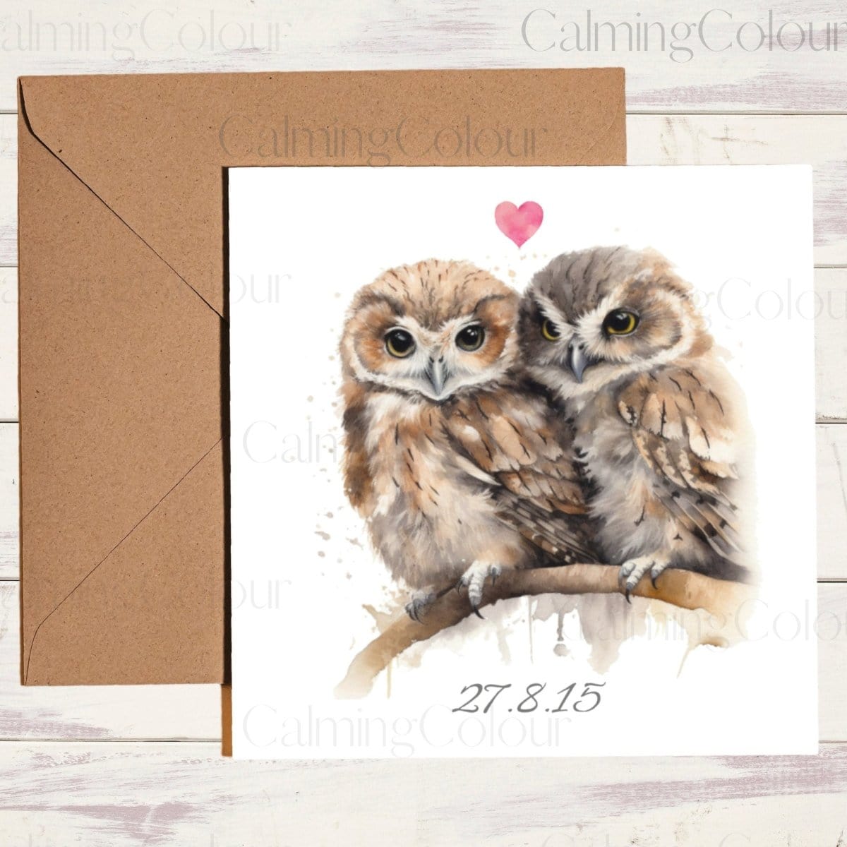 Owl Greeting Card | Anniversary Card | Single Card | Calming Colour