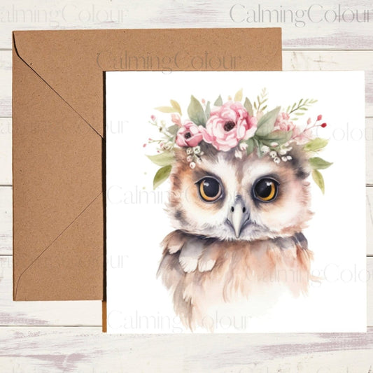 Owl Greeting Card | Birthday Card | Calming Colour