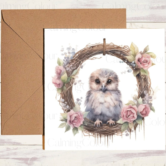 Owl Greeting Card | Single Card | Calming Colour