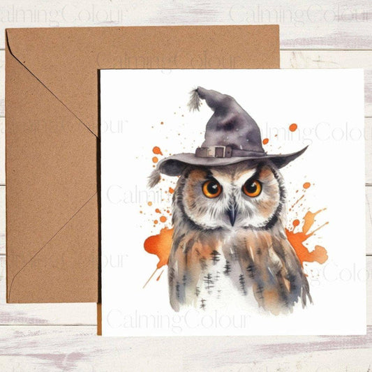 Owl wearing Black Witches Hat | Halloween | Birthday | Calming Colour