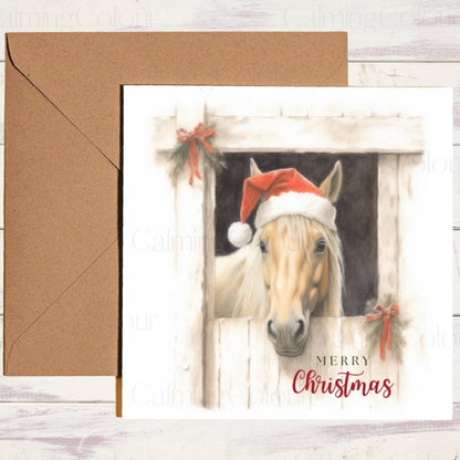 Palomino Horse by Stable Door | Christmas Card | Christmas Card
