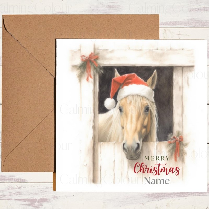 Palomino Horse by Stable Door | Christmas Card | Christmas Card