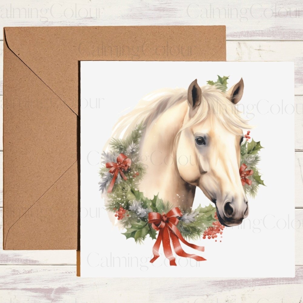 Palomino Horse Christmas Card | Card for Horse Lover | Calming Colour