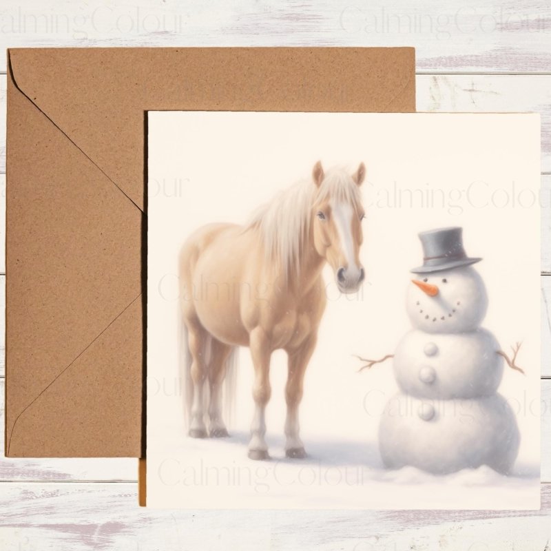 Palomino Horse in Winter Snow | Christmas Card | Christmas Card