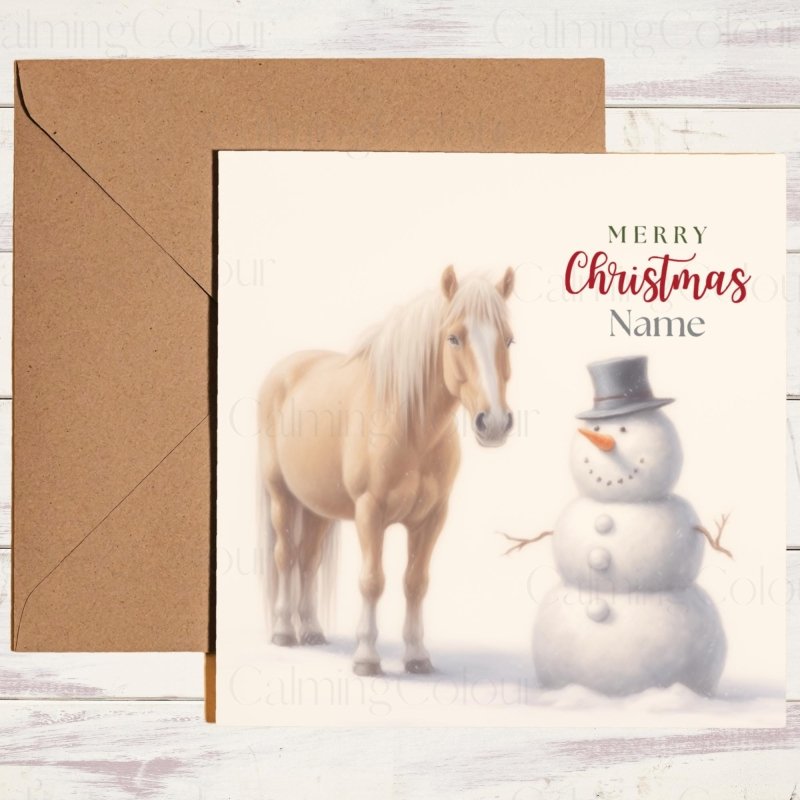 Palomino Horse in Winter Snow | Christmas Card | Christmas Card