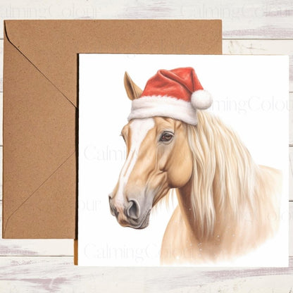 Palomino Horse with Santa Hat | Christmas Card | Christmas Card