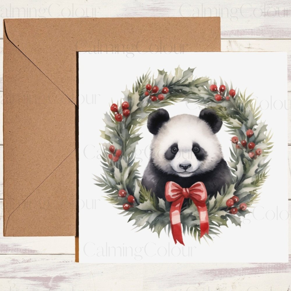 Panda Christmas Card | Card for Animal lover | Calming Colour