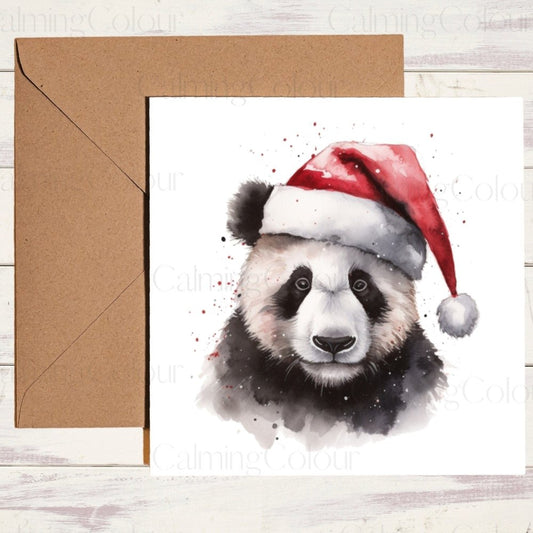 Panda wearing Red Santa Hat | Christmas Card | Christmas Card