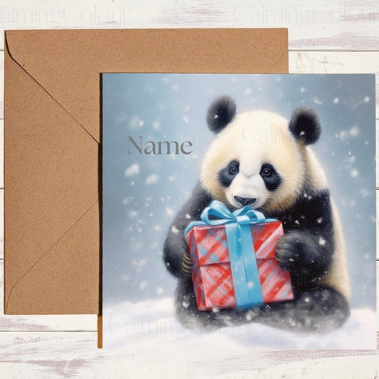 Panda with Gift | Christmas Card | Christmas Card