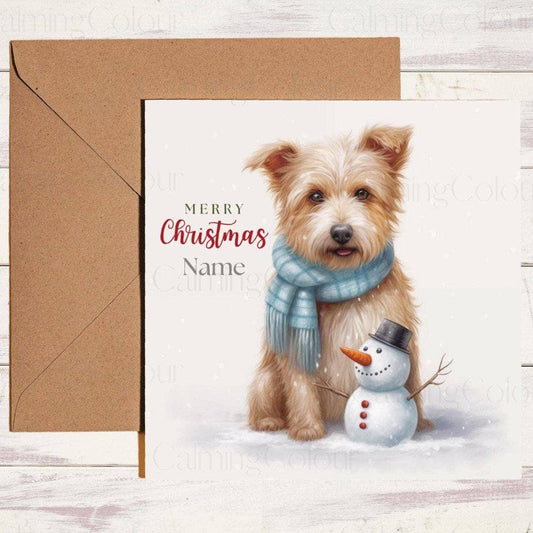 Personalised Australian Terrier with Mini Snowman | Christmas Card | Christmas Card (Personalised)