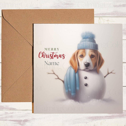 Personalised Beagle as a Snowdog | Christmas Card | Christmas Card (Personalised)