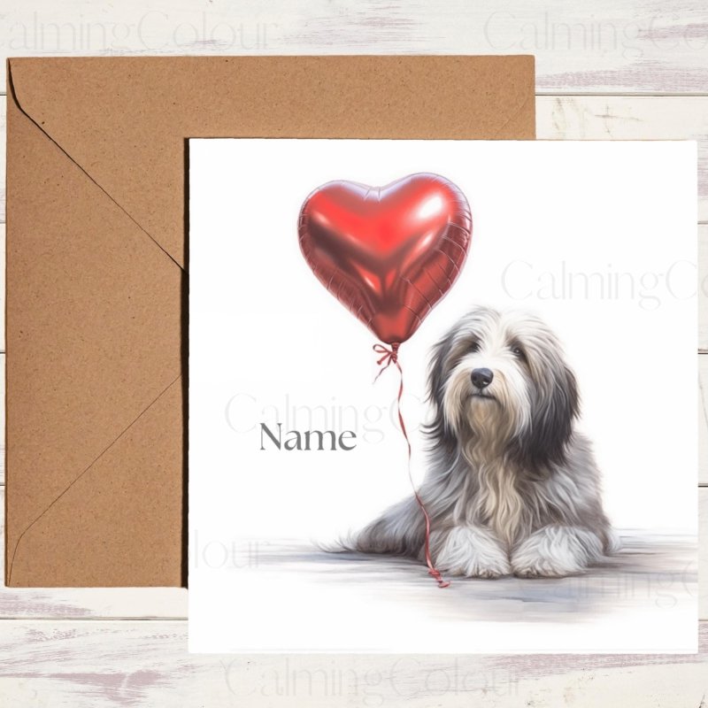 Personalised Bearded Collie with Heart | Valentine's Card | Valentine's Day
