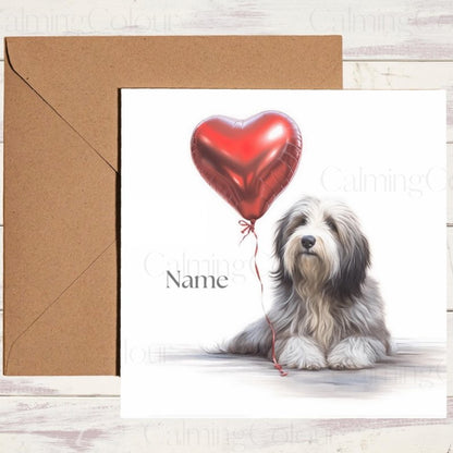 Personalised Bearded Collie with Heart | Valentine's Card | Valentine's Day