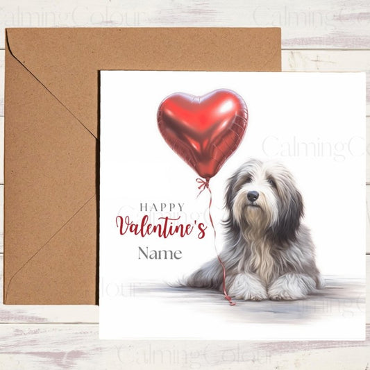 Personalised Bearded Collie with Heart | Valentine's Card | Valentine's Day