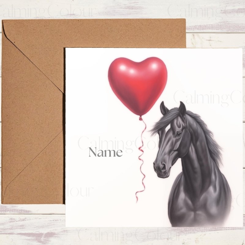 Personalised Black Horse with Heart | Valentine's Card | Valentine's Day (Personalised)