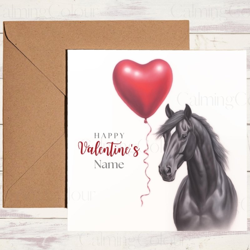 Personalised Black Horse with Heart | Valentine's Card | Valentine's Day (Personalised)