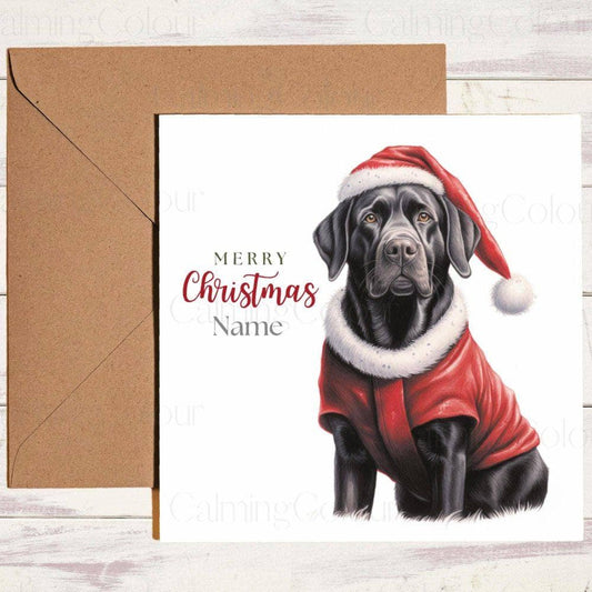 Personalised Black Labrador wearing Red Jumper | Christmas Card | Christmas Card (Personalised)