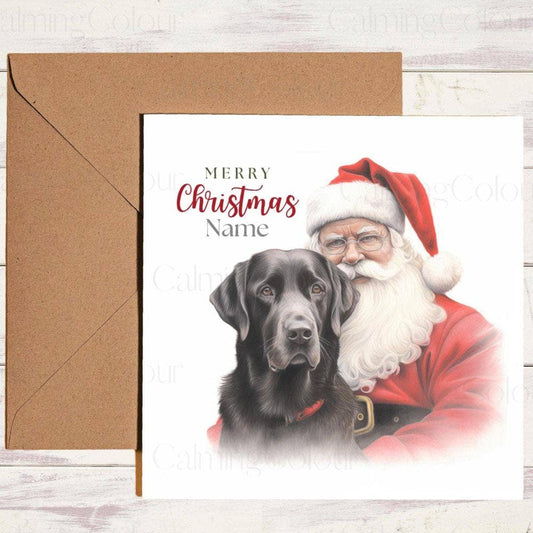 Personalised Black Labrador with Santa | Christmas Card | Christmas Card (Personalised)