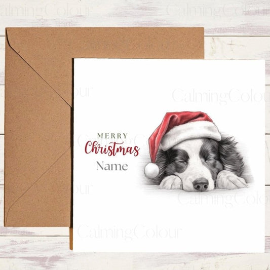 Personalised Border Collie Sleeping | Christmas Card | Christmas Card (Personalised)