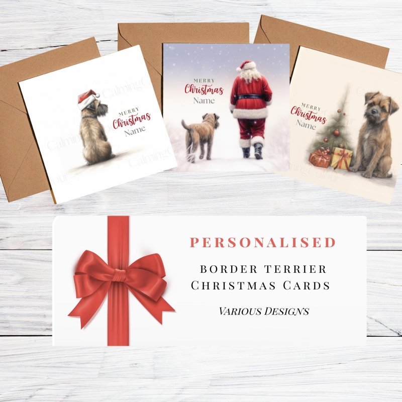 Personalised Border Terrier Christmas Cards | Dog Lover Greeting Card | Christmas Card (Personalised)