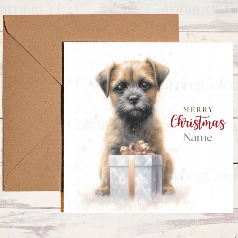 Personalised Border Terrier Christmas Cards | Dog Lover Greeting Card | Christmas Card (Personalised)