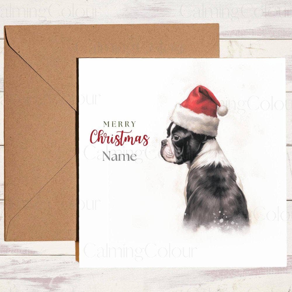 Personalised Border Terrier with a Red Santa Hat | Christmas Card | Christmas Card (Personalised)