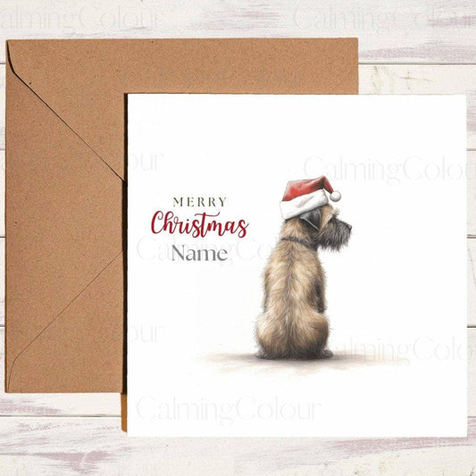 Personalised Border Terrier with Red Santa Hat | Christmas Card | Christmas Card (Personalised)