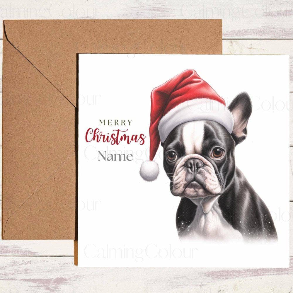 Personalised Border Terrier | Red Santa Hat | Christmas Card | Christmas Card (Personalised)