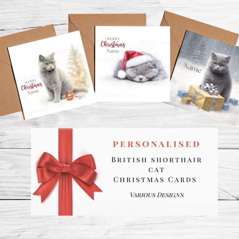 Personalised British Shorthair Cat Christmas Cards | Holiday Greeting | Christmas Card (Personalised)