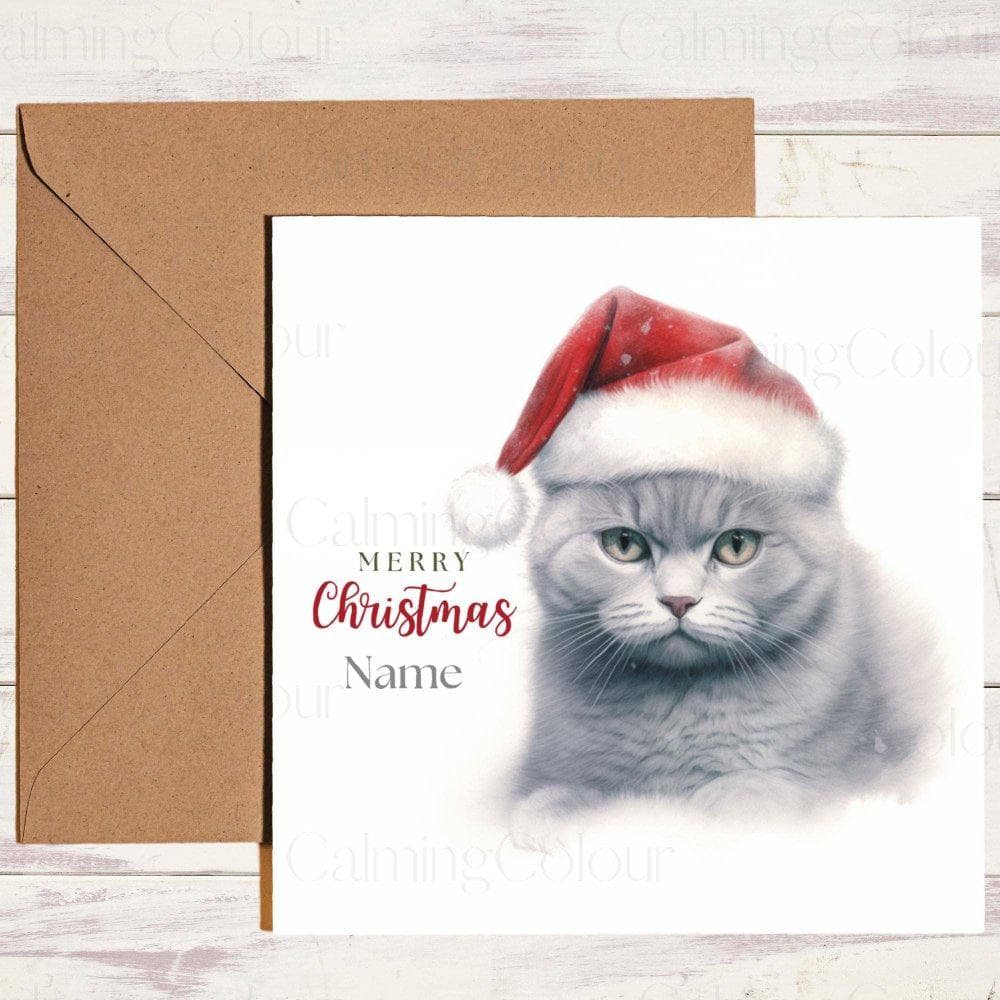 Personalised British Shorthair with Santa Hat | Christmas Card | Christmas Card (Personalised)