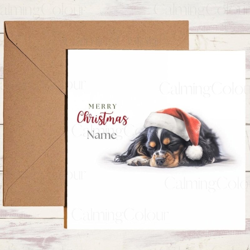 Personalised Cavalier King Charles Spaniel Sleeping | Christmas Card | Christmas Card (Personalised)