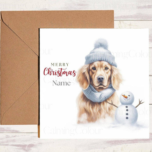 Personalised Cocker Spaniel with Mini Snowman | Christmas Card | Christmas Card (Personalised)