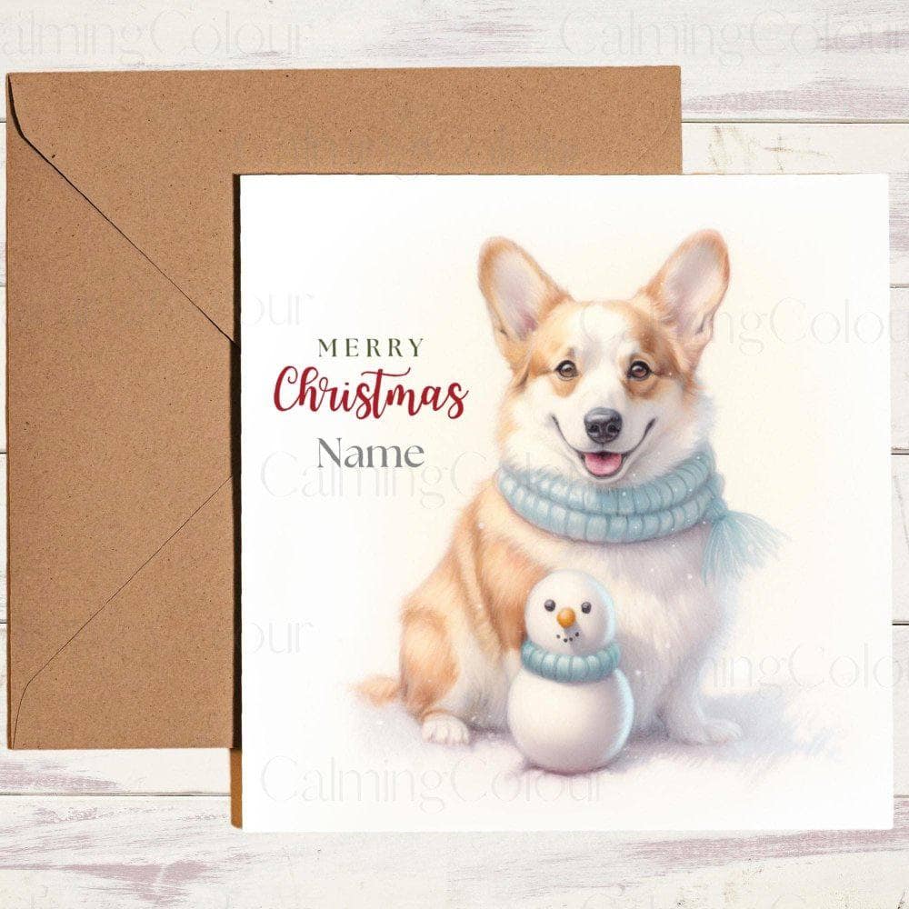 Personalised Corgi with Mini Snowman | Christmas Card | Christmas Card (Personalised)