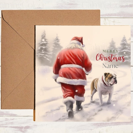 Personalised English Bulldog Santa Card | Christmas Card (Personalised)