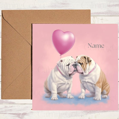 Personalised English Bulldog with Heart | Valentine's Card | Valentine's Day (Personalised)