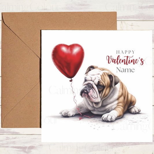 Personalised English Bulldog with Heart | Valentine's Card | Valentine's Day (Personalised)