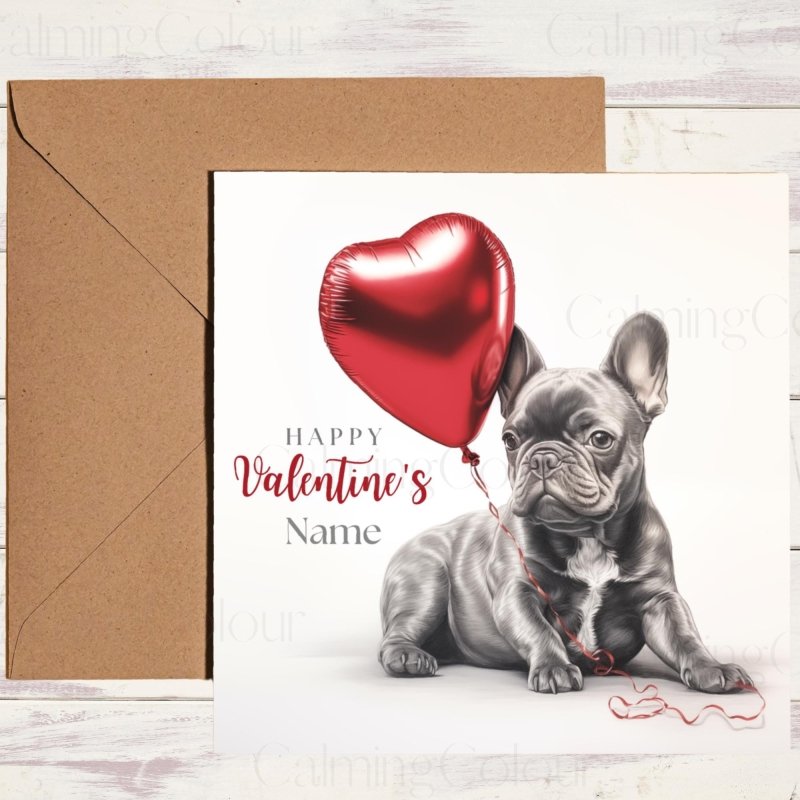 Personalised French Bulldog with Heart | Valentine's Card | Valentine's Day (Personalised)