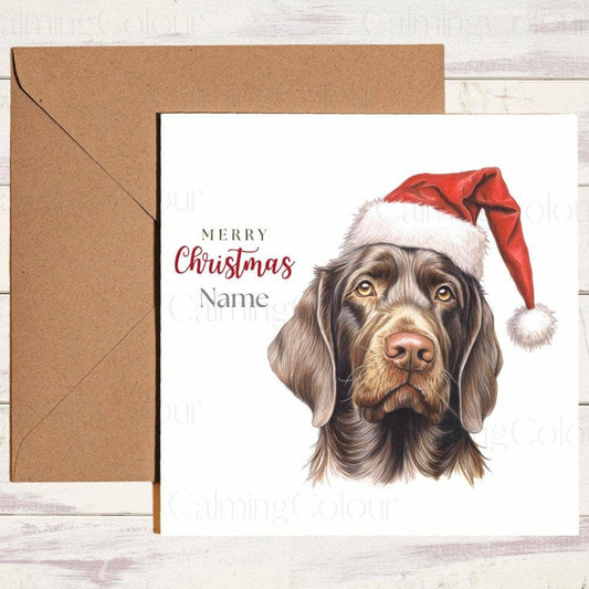 Personalised German Pointer wearing Red Santa Hat | Christmas Card | Christmas Card (Personalised)