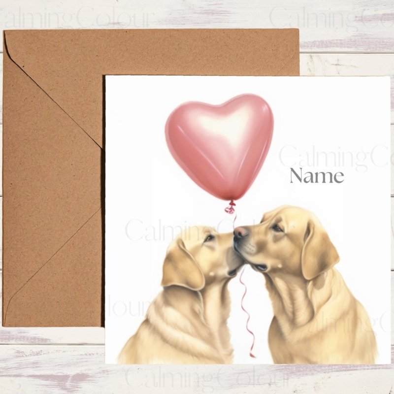 Personalised Gold Labrador Couple & Heart | Valentine's Card | Valentine's Day (Personalised)
