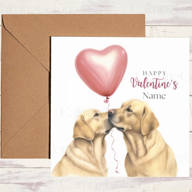 Personalised Gold Labrador Couple & Heart | Valentine's Card | Valentine's Day (Personalised)