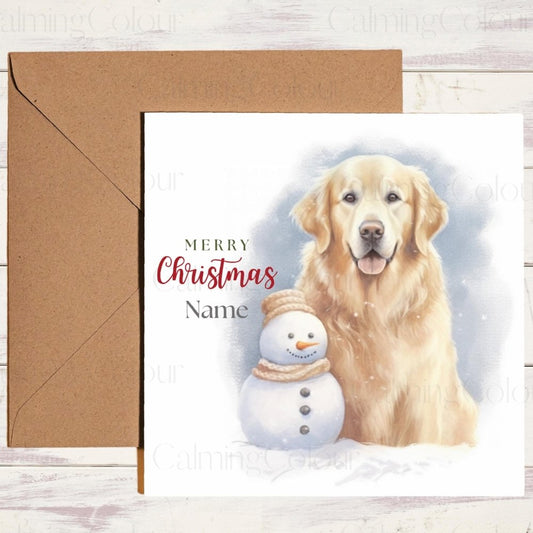 Personalised Golden Retriever | Christmas Card | Calming Colour