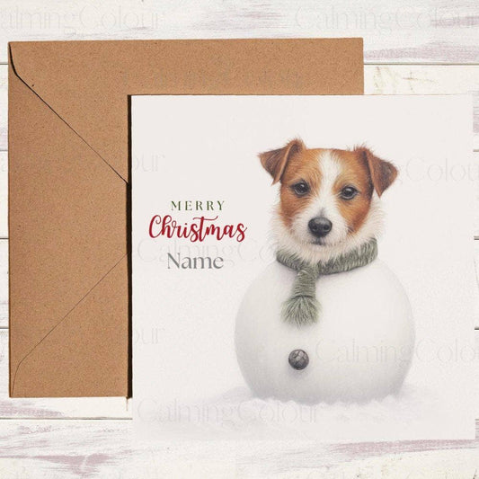 Personalised Jack Russell as a SnowDog | Christmas Card | Calming Colour