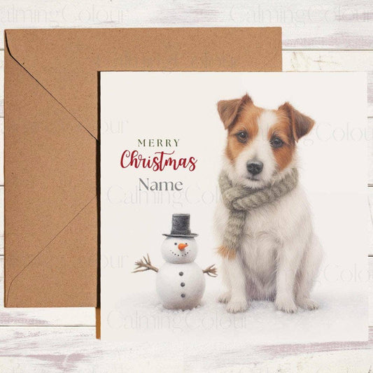 Personalised Jack Russell with a Mini Snowman | Christmas Card | Christmas Card (Personalised)