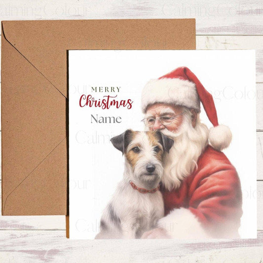 Personalised Jack Russell with Santa | Christmas Card | Christmas Card (Personalised)