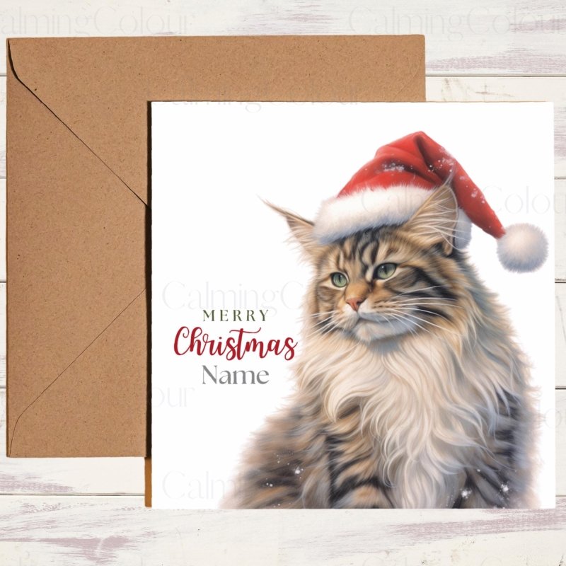 Personalised Maine Coon Cat Christmas Cards | Holiday Greeting | Christmas Card (Personalised)