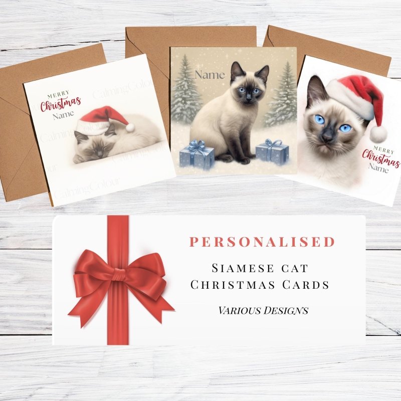 Personalised Siamese Cat Christmas Cards | Holiday Greeting | Christmas Card (Personalised)