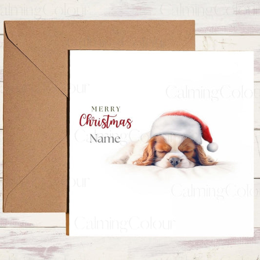 Personalised Sleeping Cavalier King Charles Spaniel | Christmas Card | Christmas Card (Personalised)