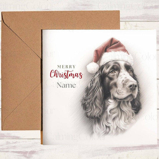 Personalised Springer Spaniel wearing Red Santa Hat | Christmas Card | Christmas Card (Personalised)